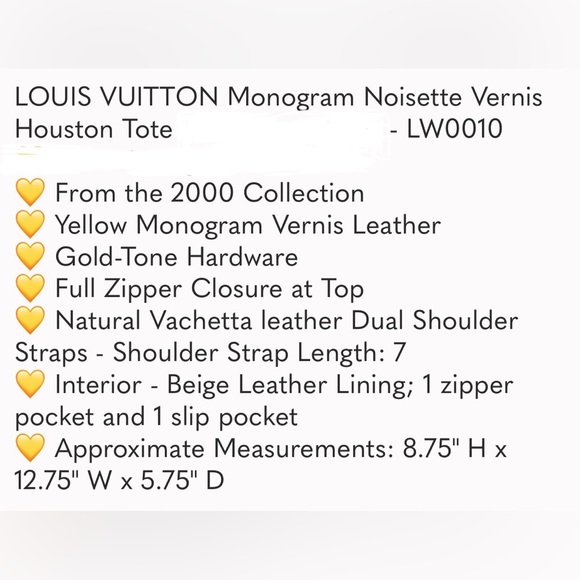 LOUIS VUITTON Vernis Houston Yellow/Gold Bag - Picture 16 of 16